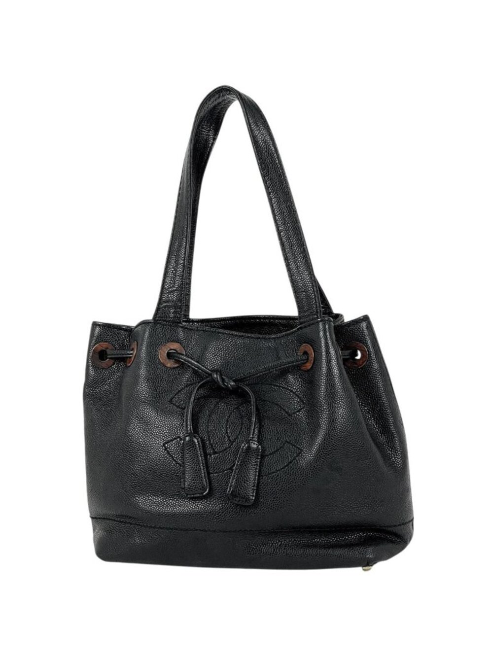 Chanel CC Logo Shoulder Bag Caviar Leather Black